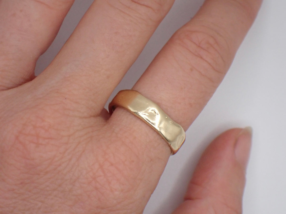 Melted Gold -Mens Raw 14k Gold Band