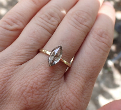 1.87ct Salt and Pepper Marquis Diamond Ring with Pave Band