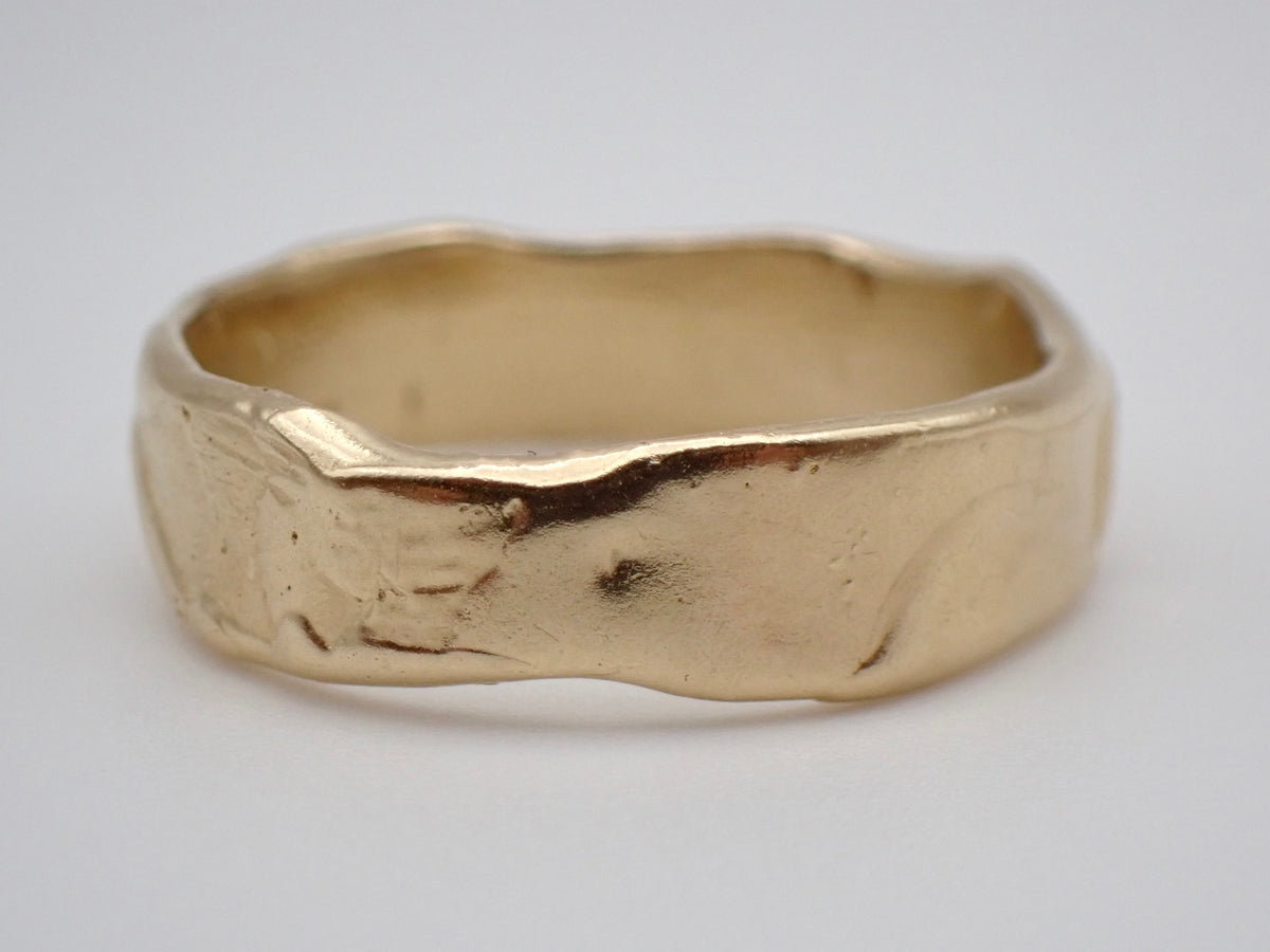 Melted Gold -Mens Raw 14k Gold Band