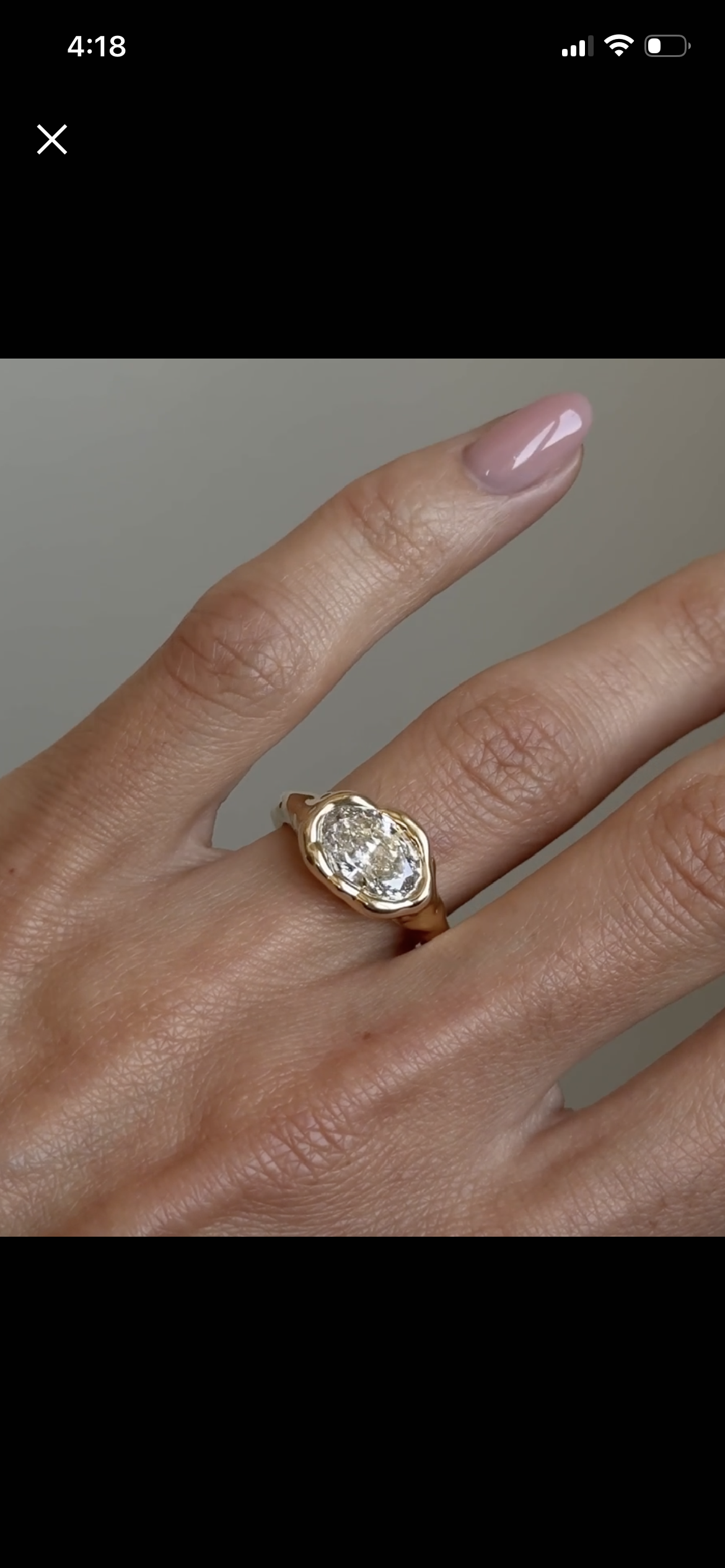 Custom Molten Gold IGI Oval Diamond Ring for Kevin