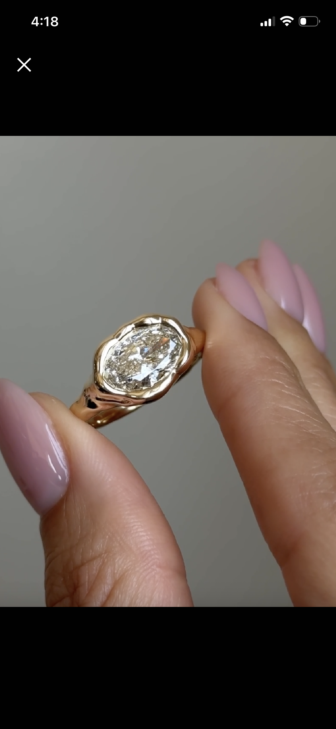 Custom Molten Gold IGI Oval Diamond Ring for Kevin