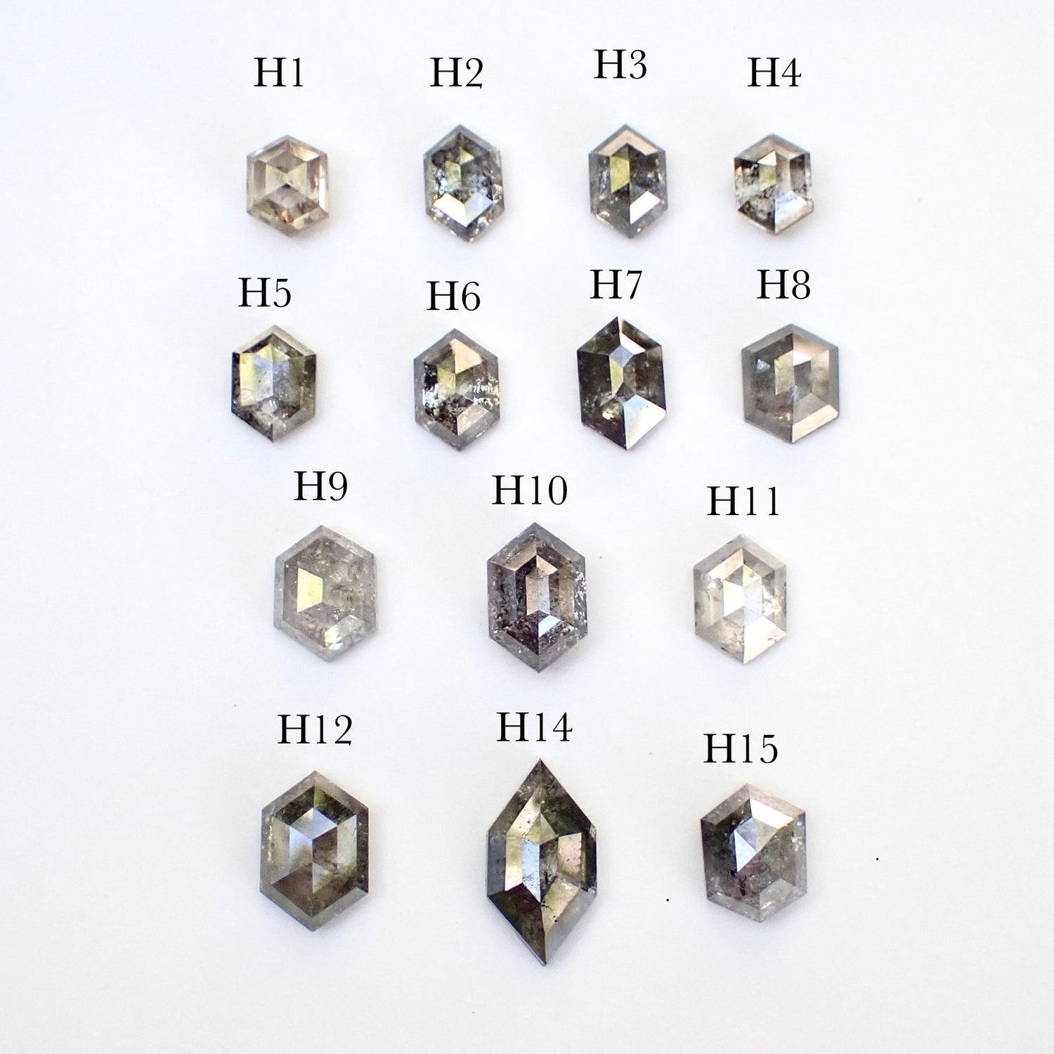 Custom: Elongated Hexagon Cut, Salt and Pepper Diamond Engagement Ring