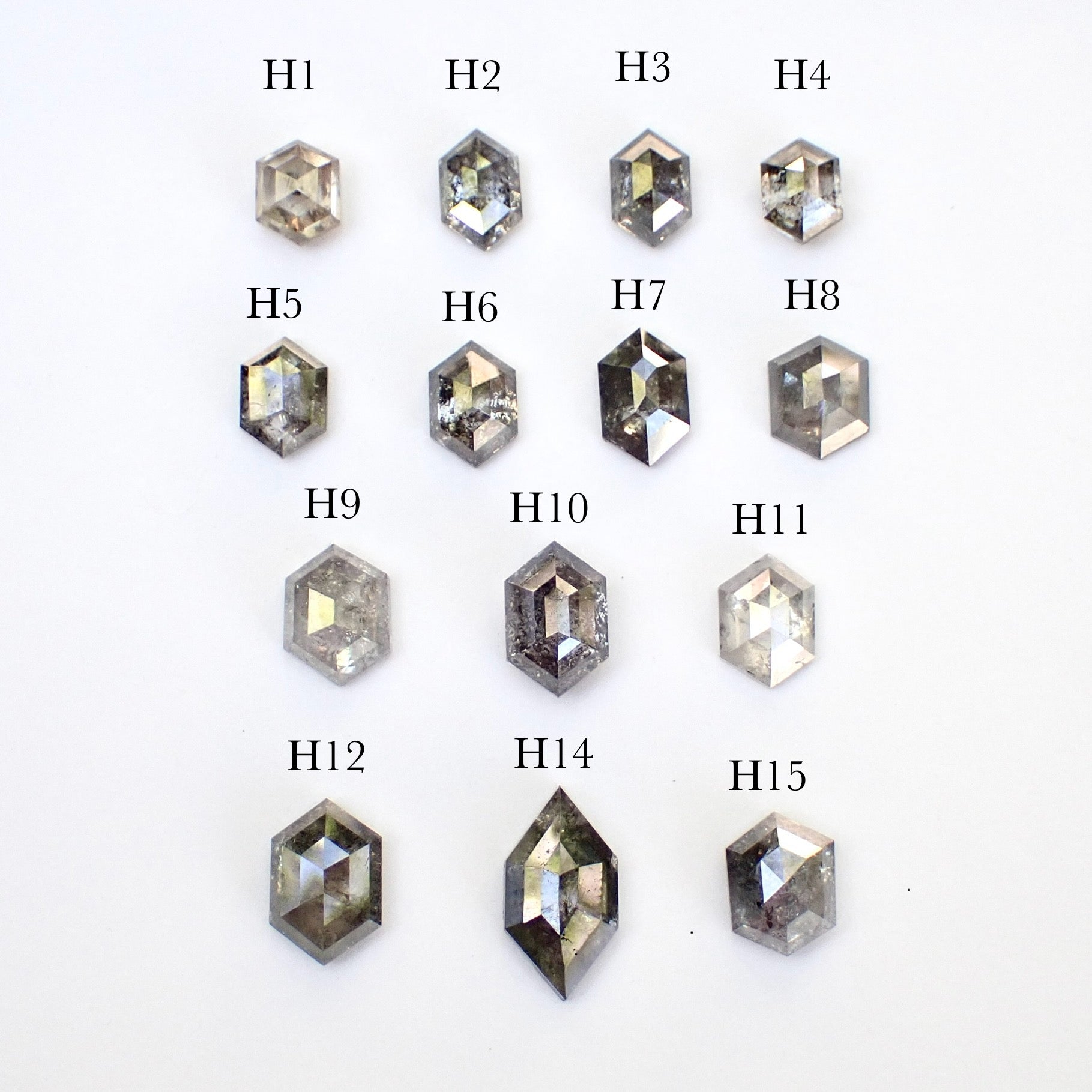 Custom: Elongated Hexagon Cut, Salt and Pepper Diamond Engagement Ring