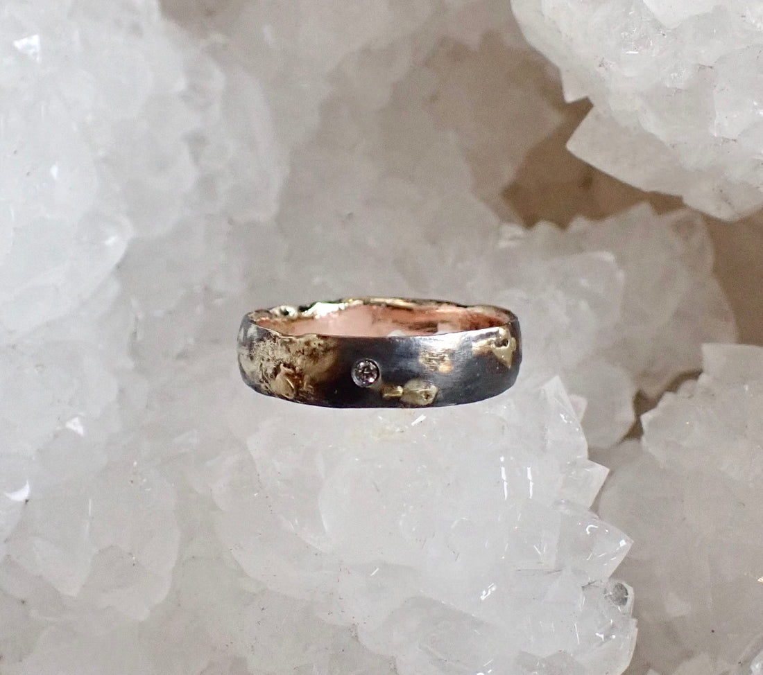 Custom Galaxy Band - Salt and Pepper Diamond Ring- mossNstone