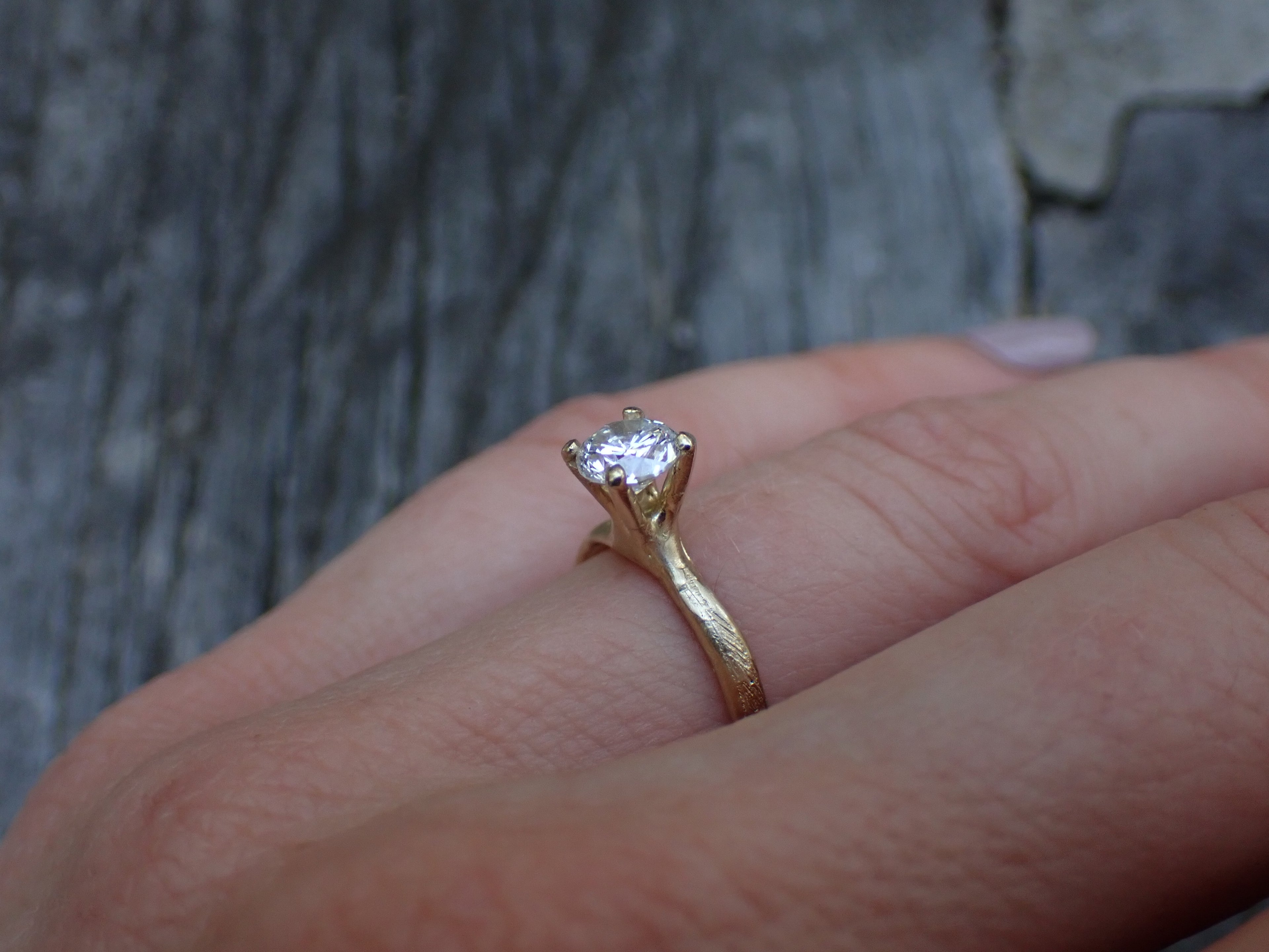 Twig and Branch Style Engagement Ring - Salt and Pepper Diamond Ring- mossNstone