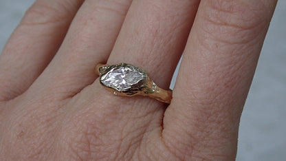LYRA • Slanted Marquis, Molten Gold Diamond Engagement Ring