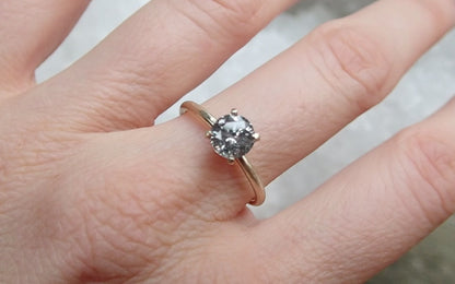Custom: Brilliant Cut Salt and Pepper Diamond Engagement Ring