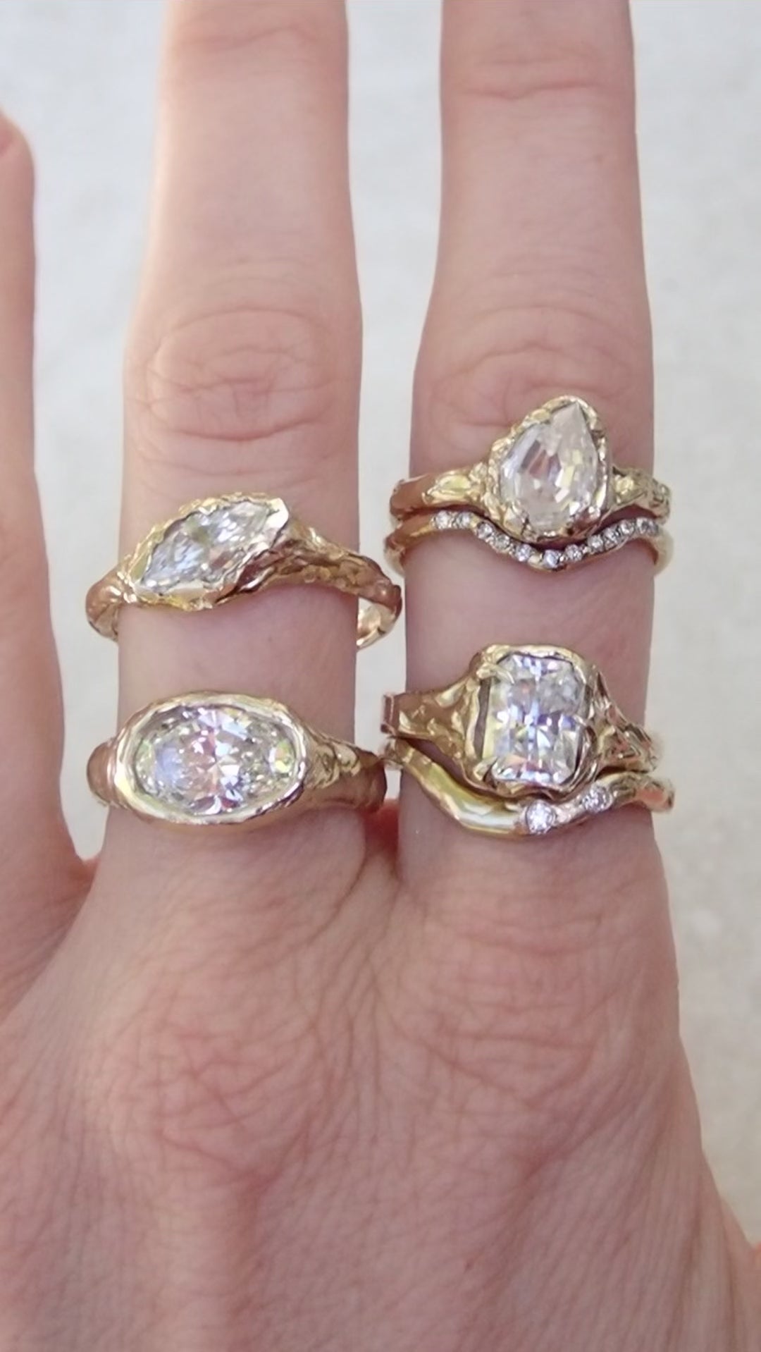 LYRA • Slanted Marquis, Molten Gold Diamond Engagement Ring