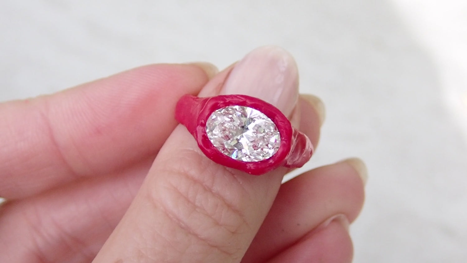 Custom Molten Gold IGI Oval Diamond Ring for Kevin