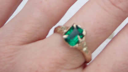 AVALON • Molten Gold, Lab  Emerald Engagement Ring