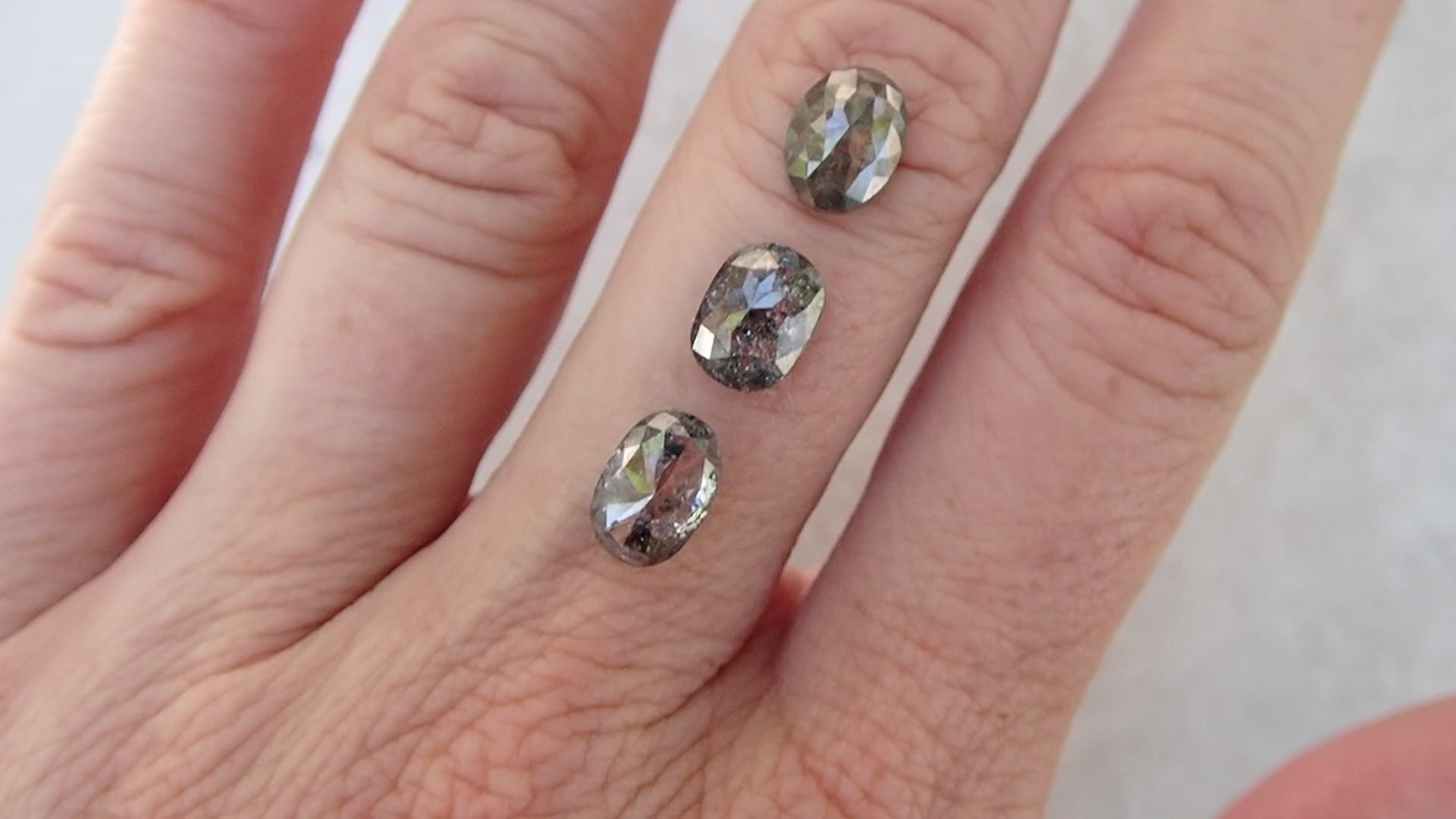 Custom Oval Salt and Pepper Diamond Ring