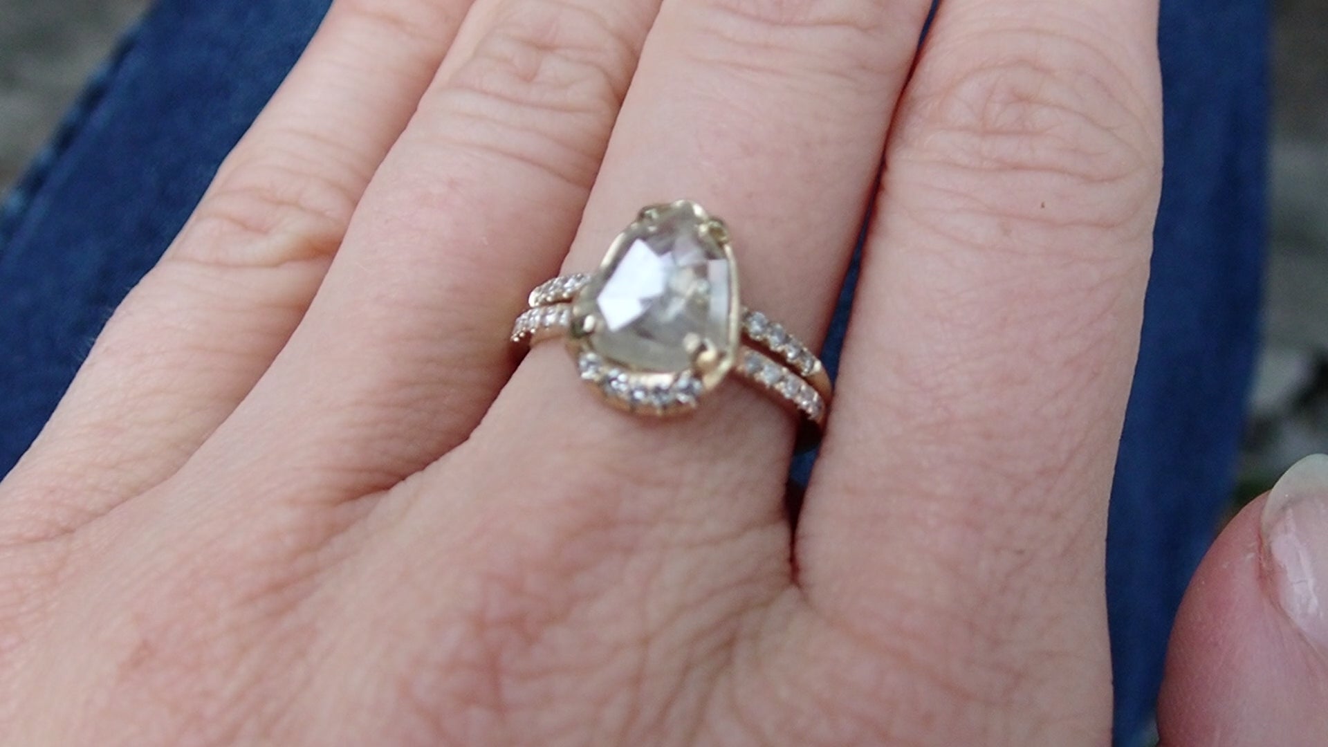 Icy White Shield Cut Diamond Ring