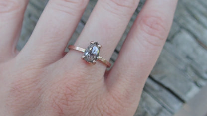 Custom: Pear Salt and Pepper Diamond Ring