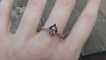 Ready to to ship: Salt and Pepper Kite Accent diamond Ring 14k yellow Gold, Size 7