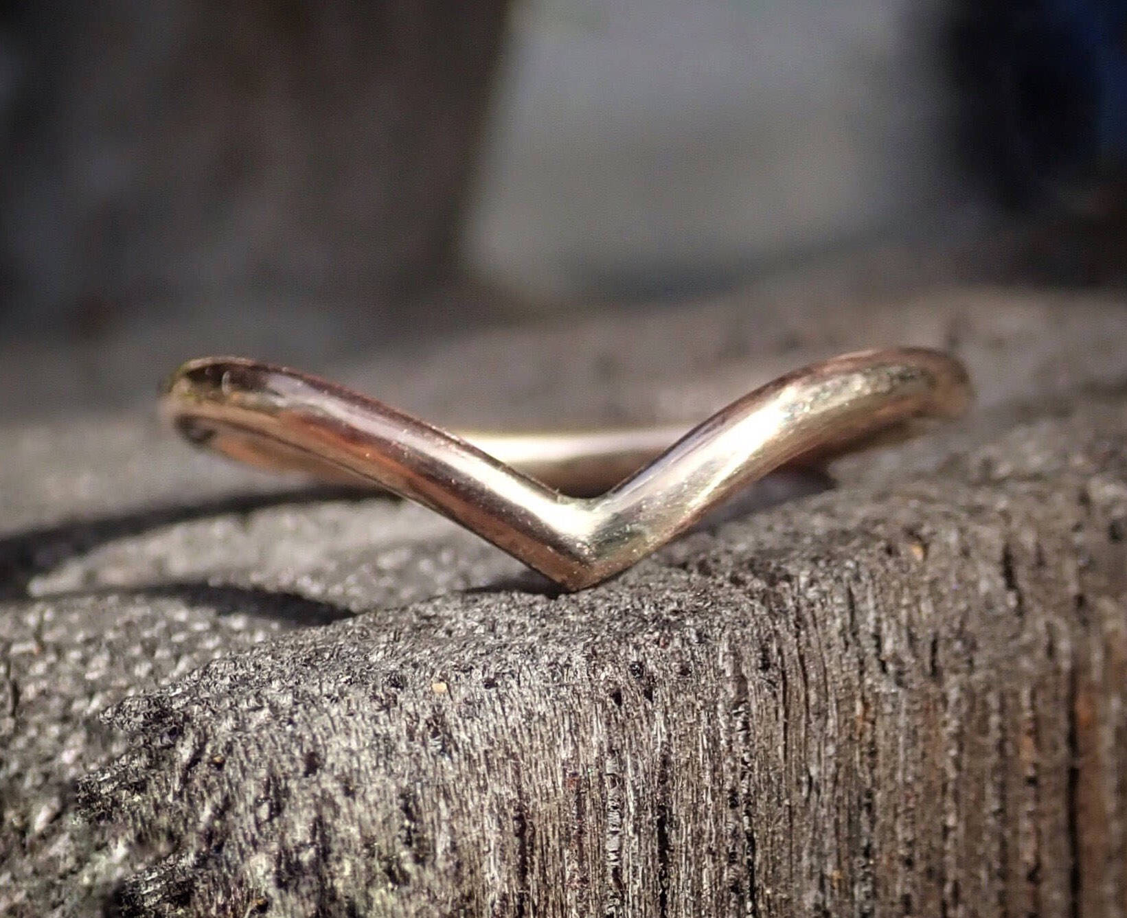 Chevron Gold Wedding Band - mossNstone