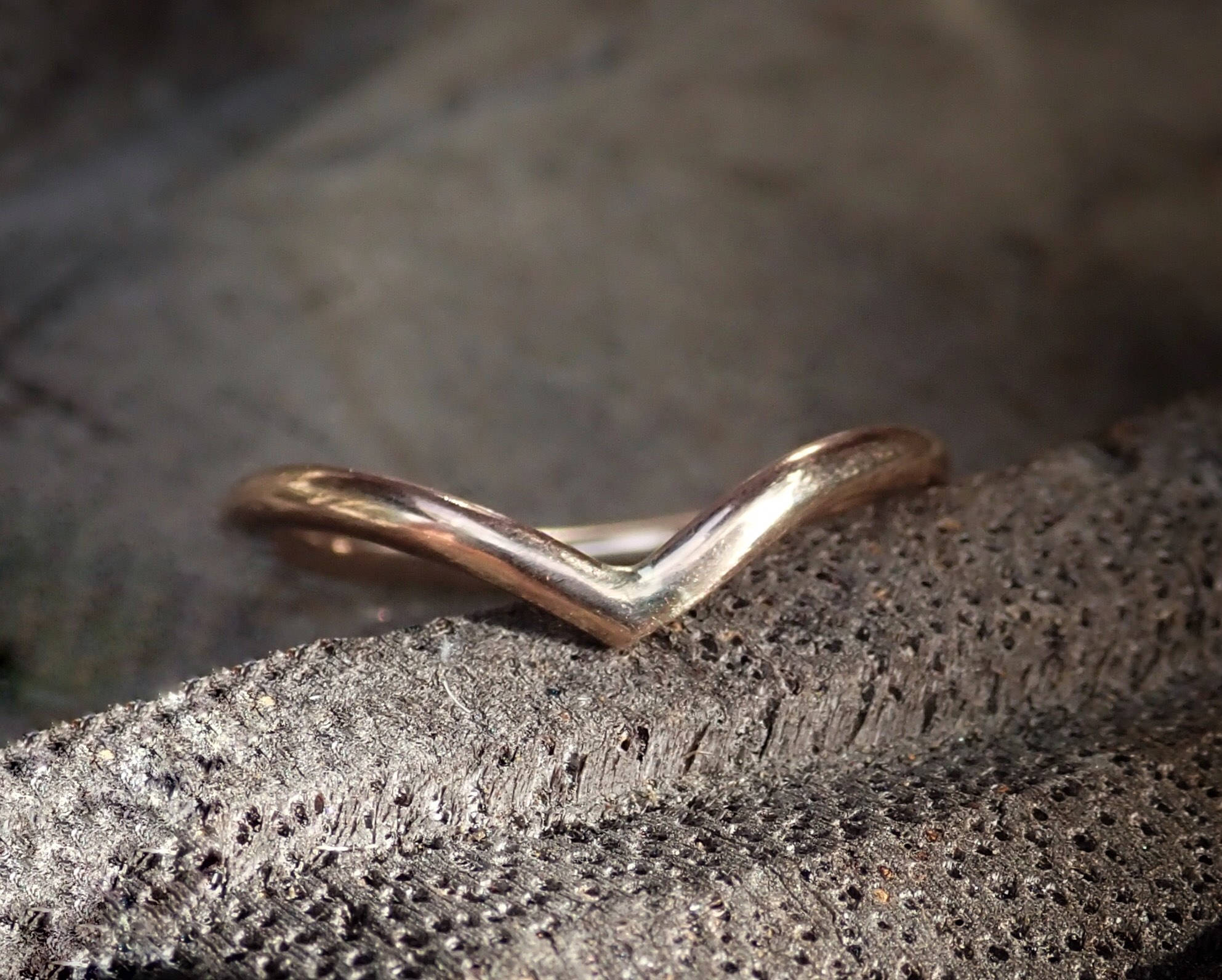 Chevron Gold Wedding Band - mossNstone