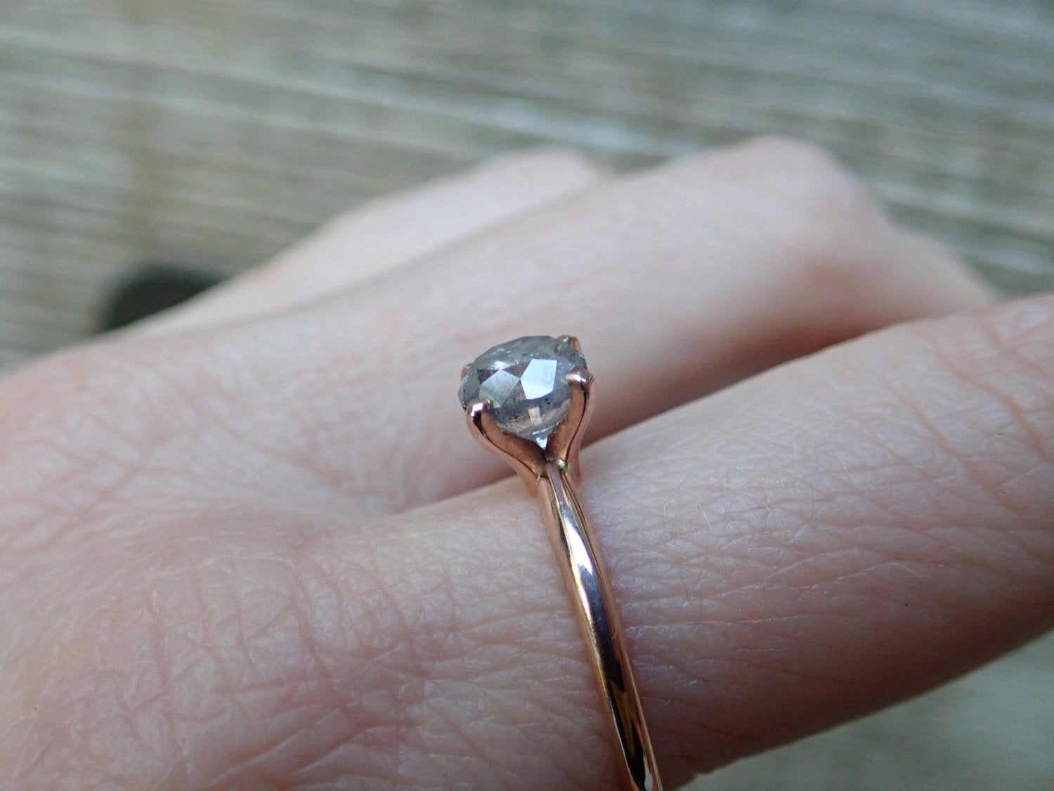 Custom: Brilliant Cut Salt and Pepper Diamond Engagement Ring - mossNstone