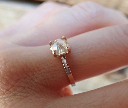 Custom: Hexagon Salt and Pepper Diamond Ring - mossNstone