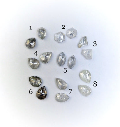 Custom Rose Cut Salt and Pepper Diamond Stud Earrings - mossNstone