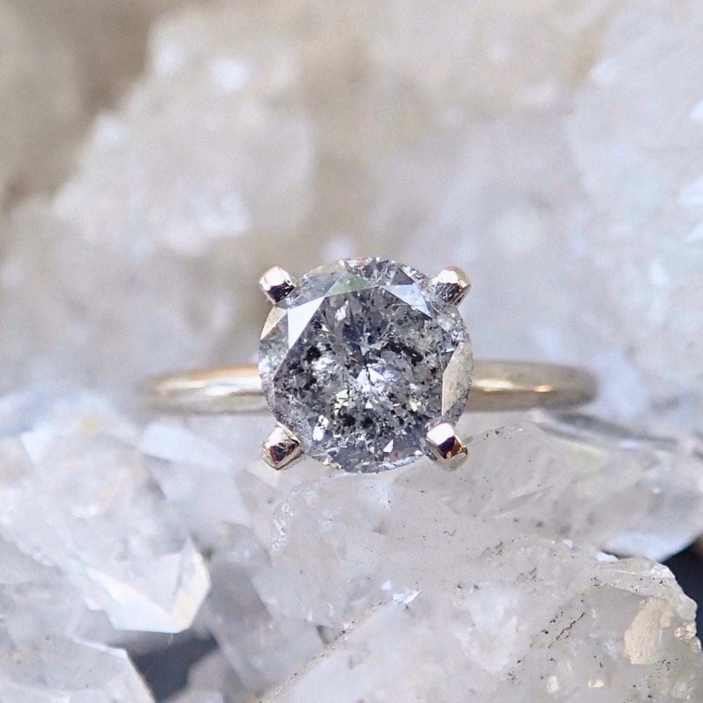 Custom Payments For Robert Brilliant Cut Salt and Pepper Diamond Engagement Ring - mossNstone