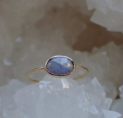 Tanzanite Ring, Solid 14k, Rose Cut Tanzanite, Minimalist Ring - mossNstone