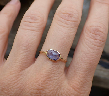 Tanzanite Ring, Solid 14k, Rose Cut Tanzanite, Minimalist Ring - mossNstone