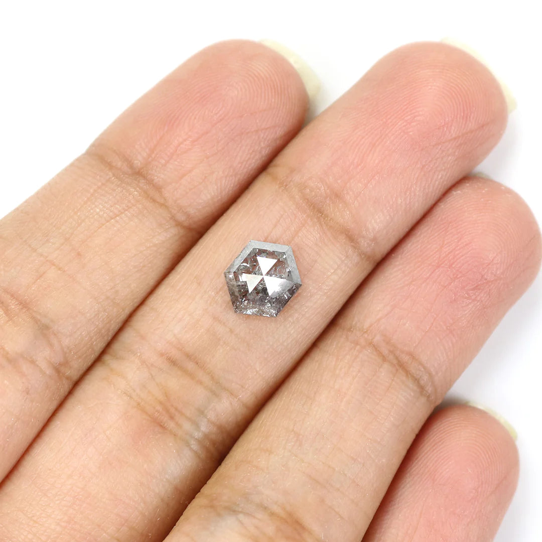 Custom: Salt and Pepper Hexagon Halo Diamond Ring 14k Rose Gold