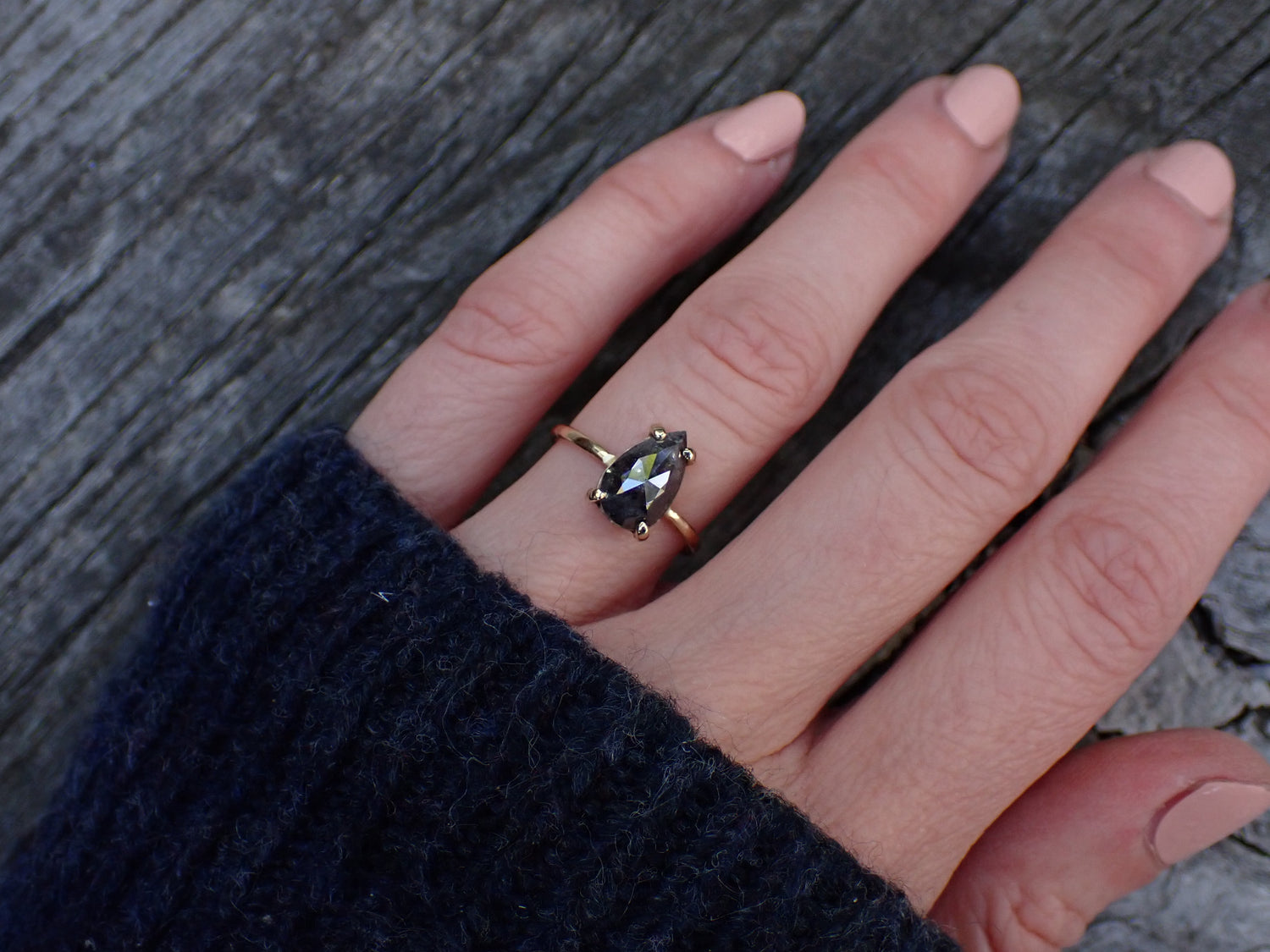 2.20ct Salt and Pepper, Black Diamond Ring - mossNstone