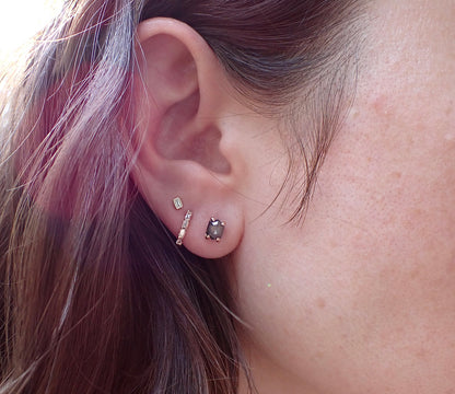 Diamond Baguette Huggie Hoops - mossNstone