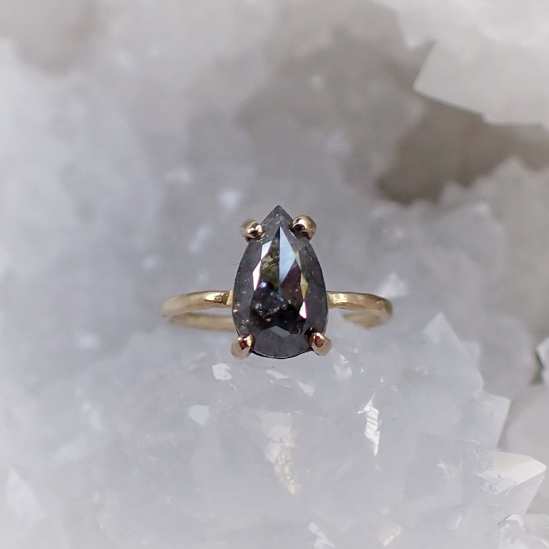 2.20ct Salt and Pepper, Black Diamond Ring - mossNstone
