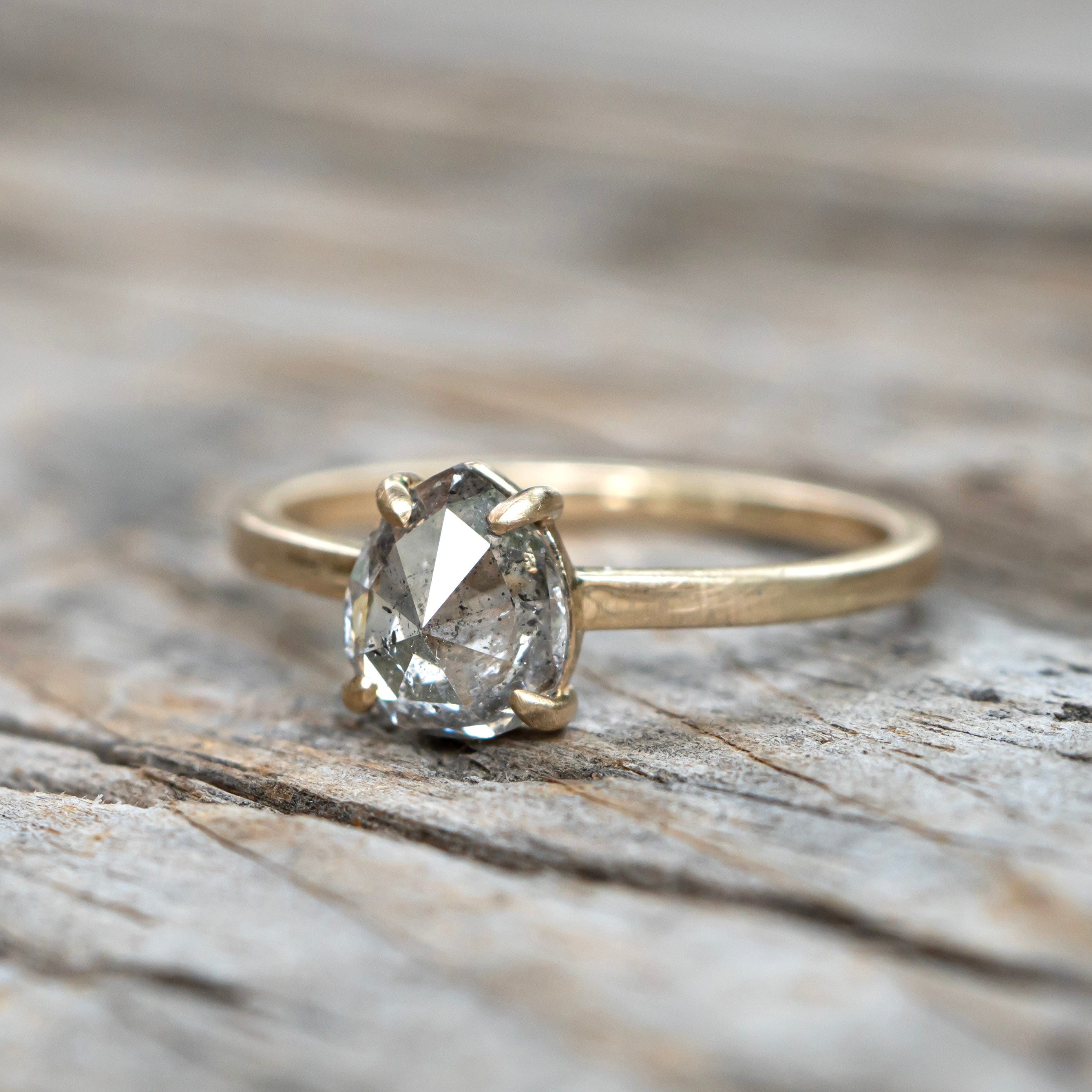 Ready to to ship: Salt and Pepper Pear Diamond Ring