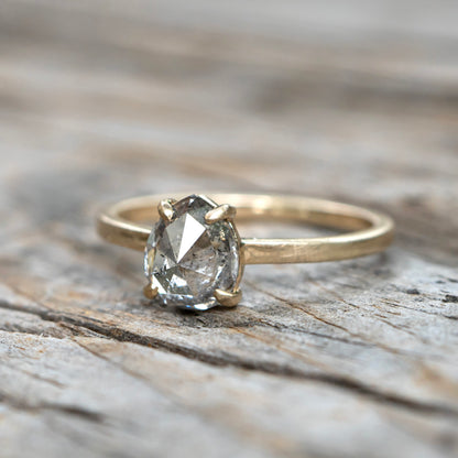 Ready to to ship: Salt and Pepper Pear Diamond Ring - Salt and Pepper Diamond Ring- mossNstone