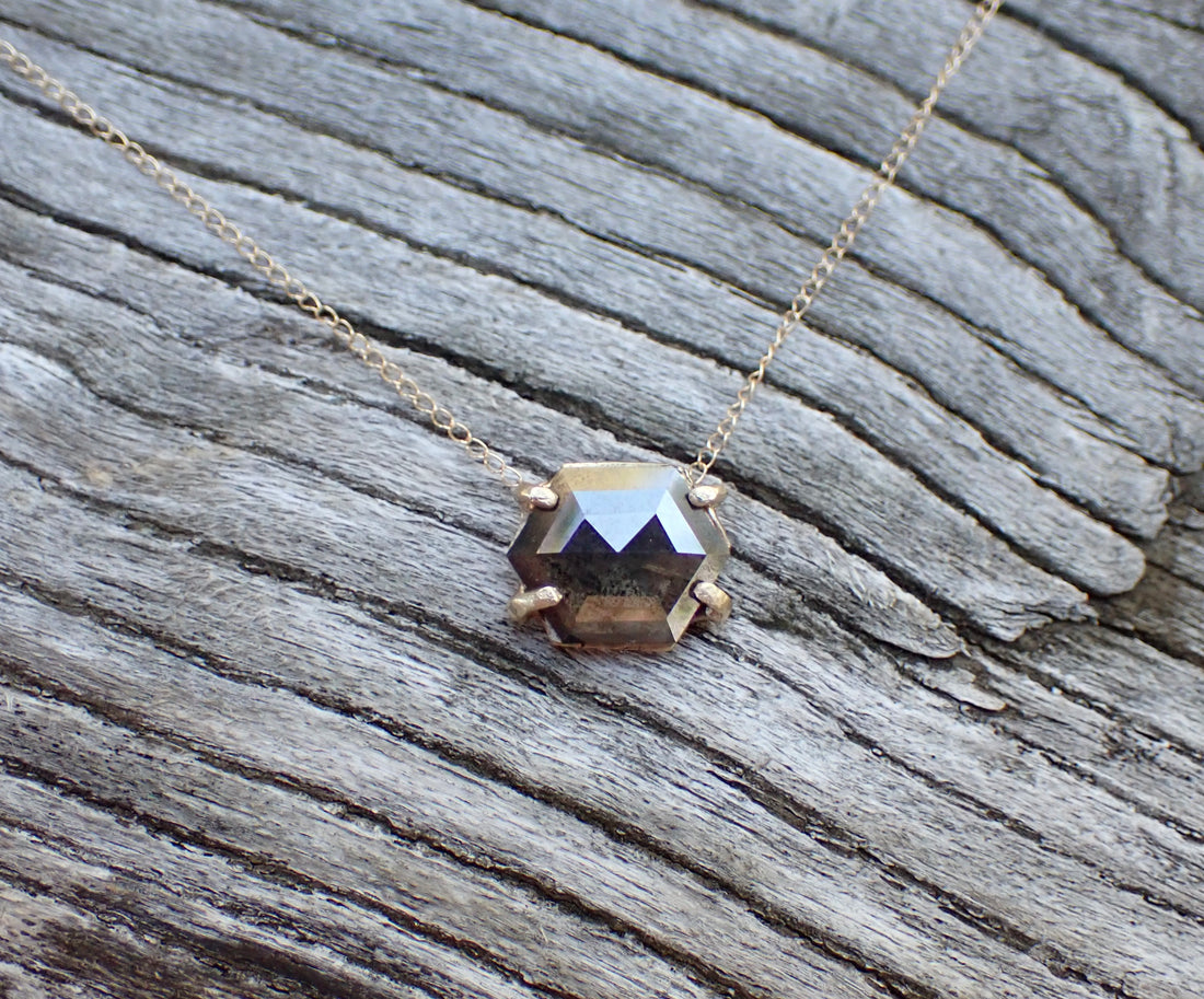 Geometric 2ct Black Diamond Pendant - mossNstone