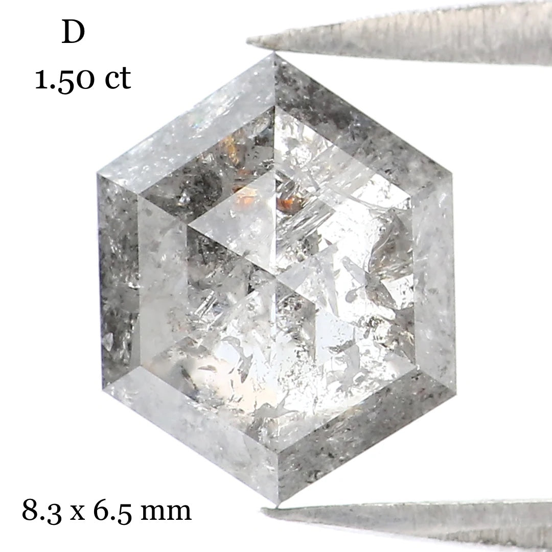 Custom: Salt and Pepper Hexagon Halo Diamond Ring 14k Rose Gold