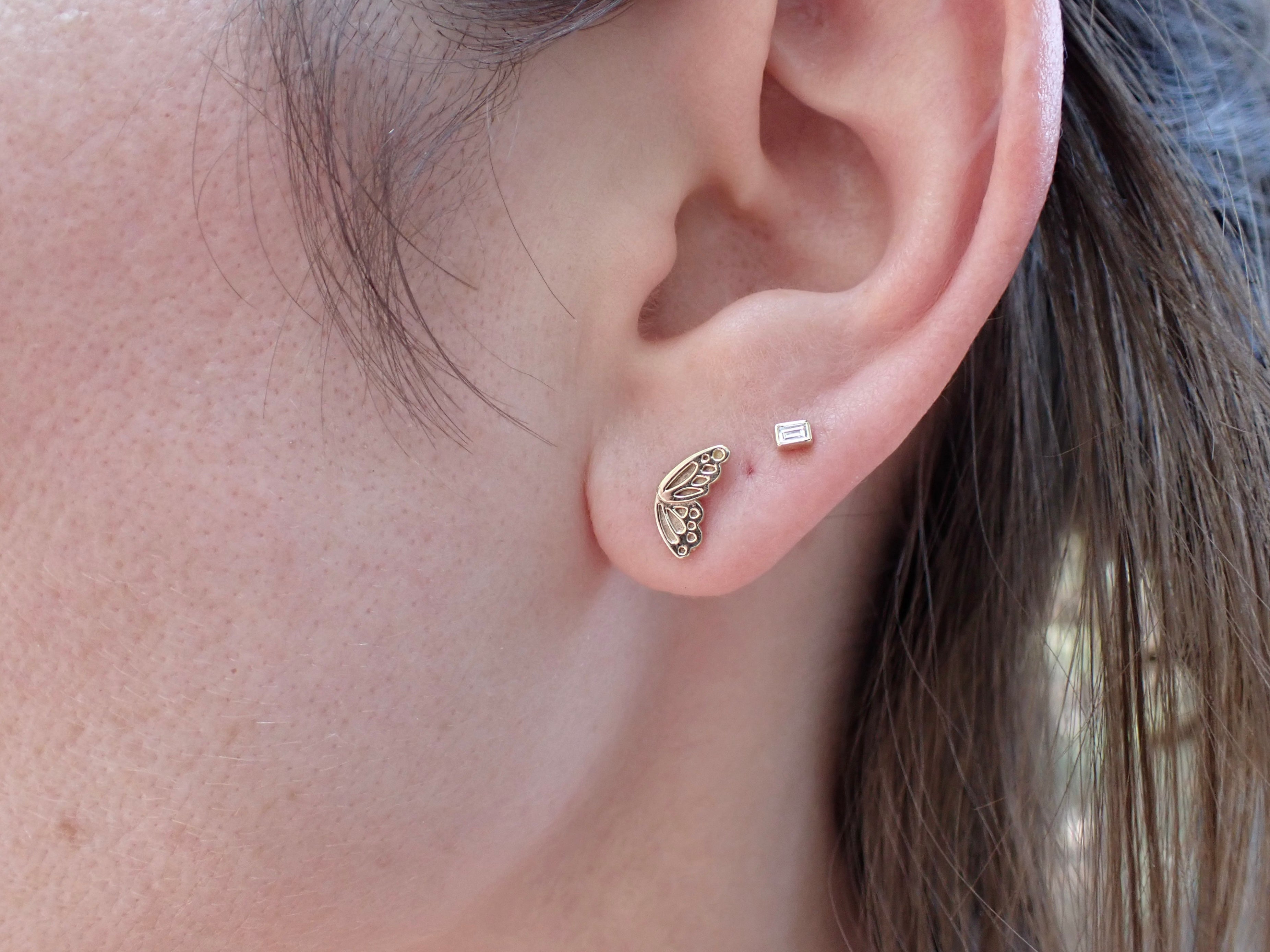 Butterfly Wing 14k stud earrings - mossNstone