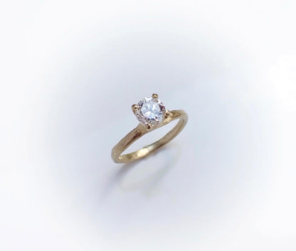 Half Carat GIA Diamond, Solitaire Rustic Diamond Ring - mossNstone