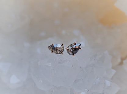 Salt + Pepper Diamond Stud Earrings - mossNstone