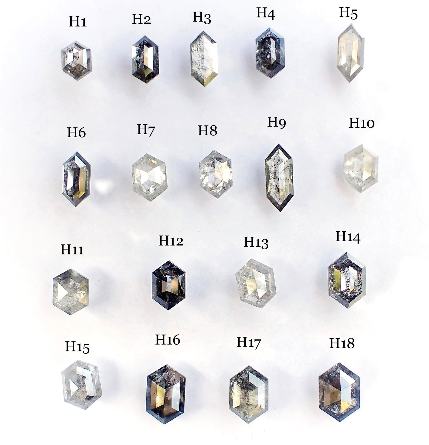 Custom: Elongated Hexagon Cut, Salt and Pepper Diamond Engagement Ring - mossNstone