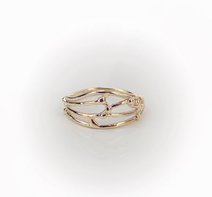 Butterfly Wing 14k Gold Wedding Band - mossNstone