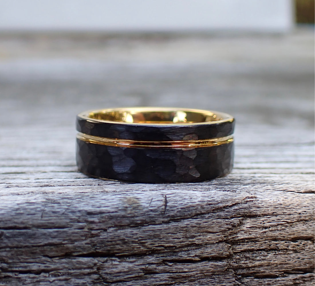 Hammered 8mm Matte Black Men&