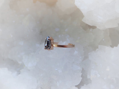 Ready to ship: Salt and Pepper diamond Ring 14k Rose Gold, Size 6 - Salt and Pepper Diamond Ring- mossNstone