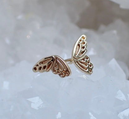 Butterfly Wing 14k stud earrings - mossNstone