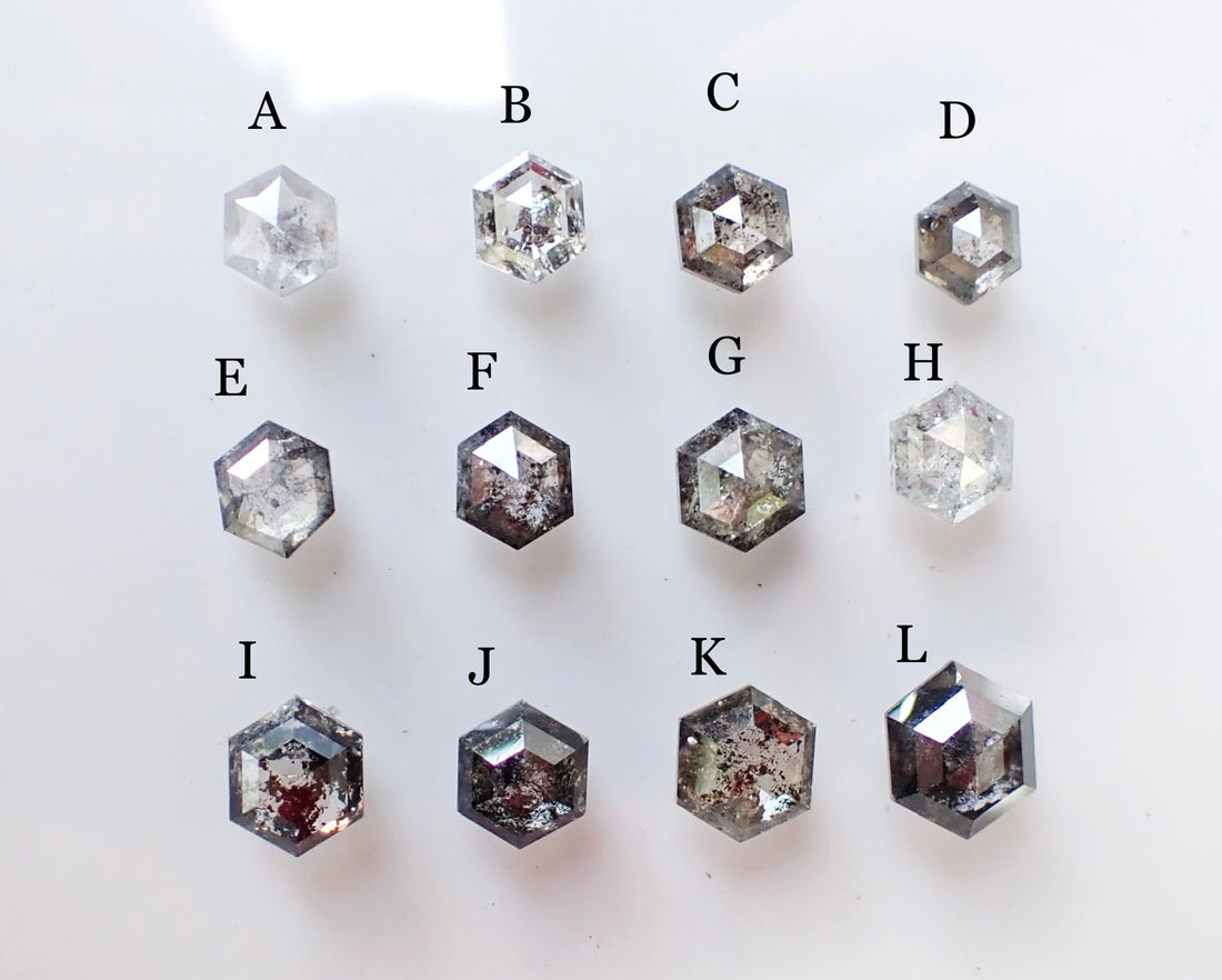 Custom: Hexagon Salt and Pepper Diamond Ring mossNstone