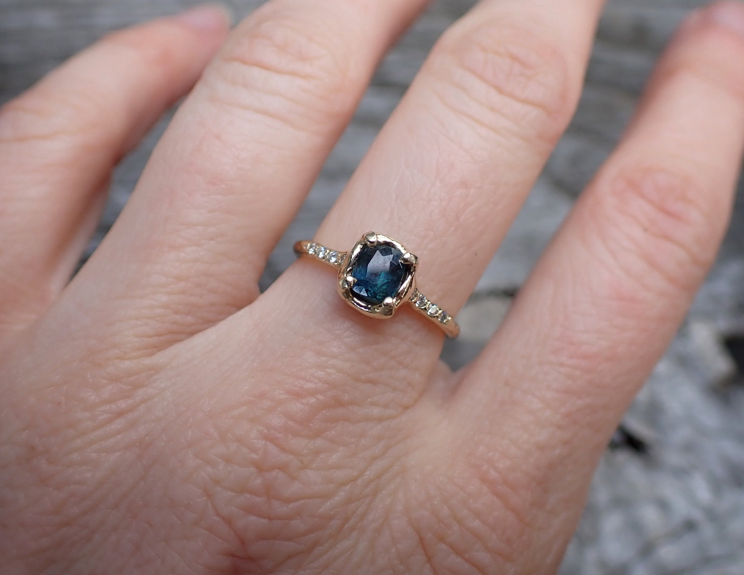 Natural Sapphire + Diamond Ring - mossNstone