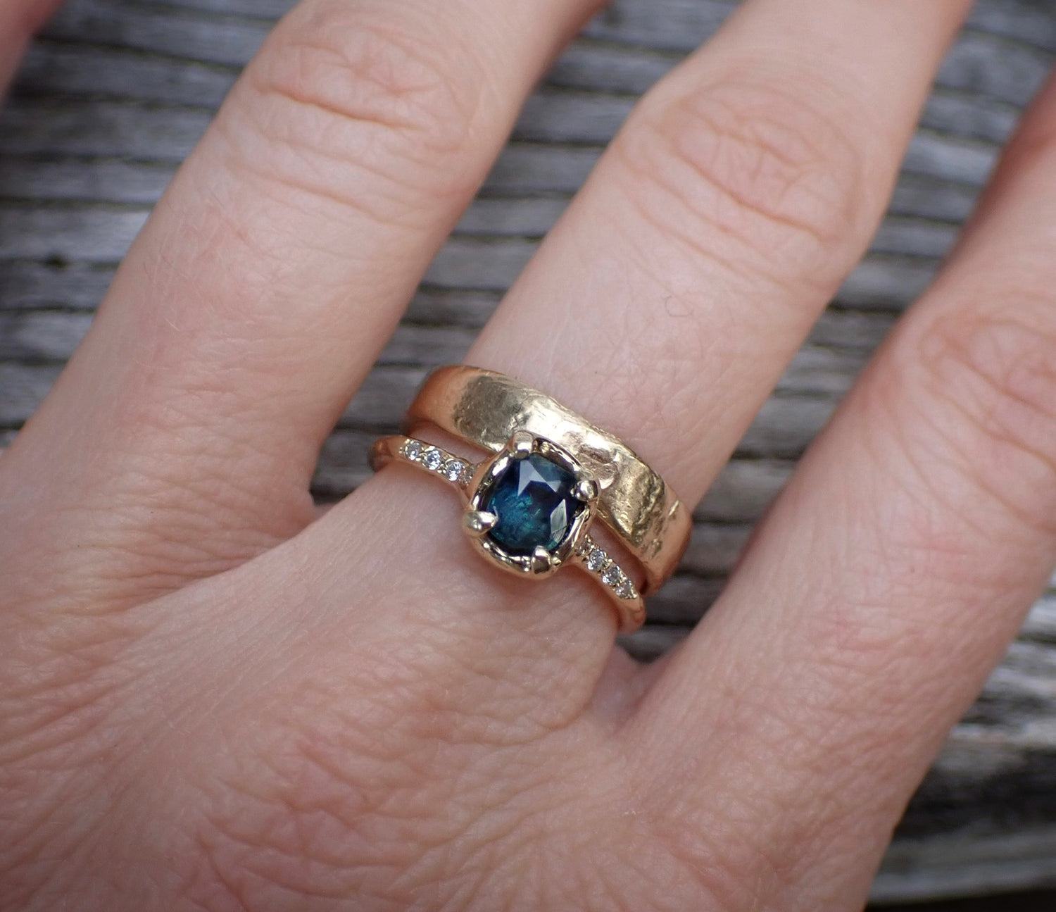 Natural Sapphire + Diamond Ring - mossNstone