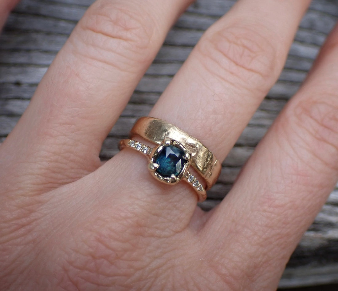 Natural Sapphire + Diamond Ring - mossNstone