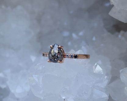 Salt and Pepper Ombre Accent Diamond ring 14k Rose Gold - mossNstone