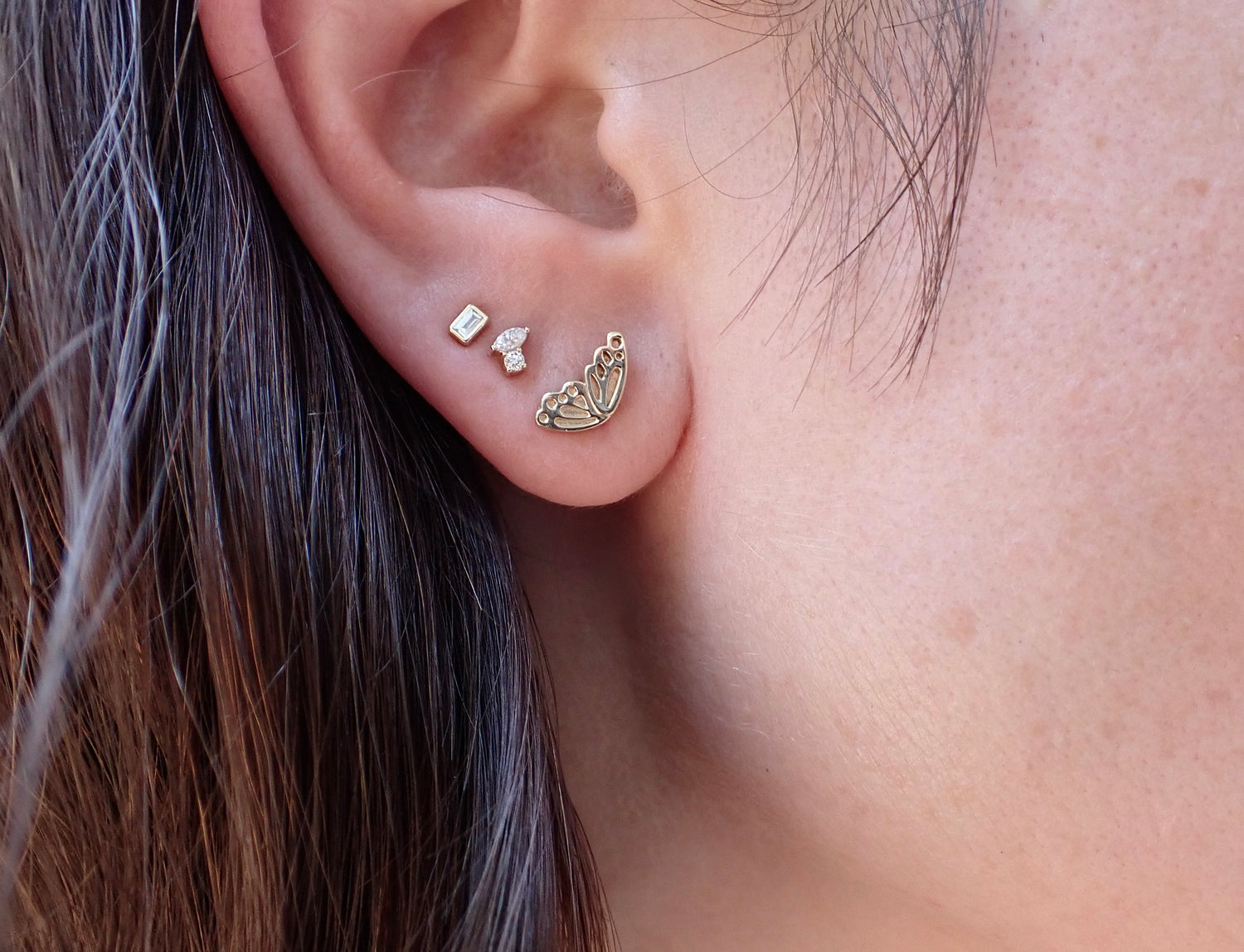 Butterfly Wing 14k stud earrings - mossNstone