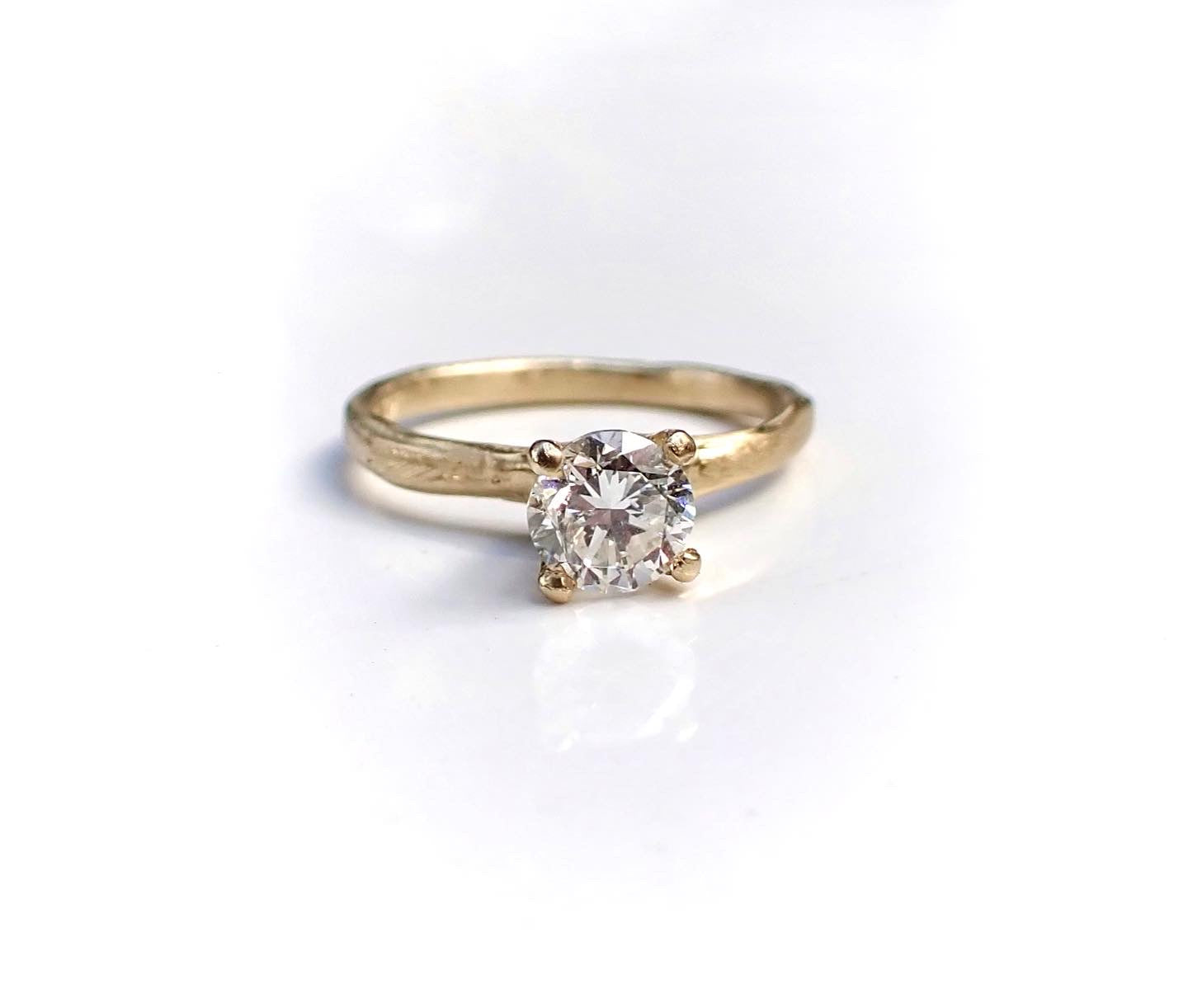 Half Carat GIA Diamond, Solitaire Rustic Diamond Ring - mossNstone