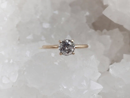 Custom: Brilliant Cut Salt and Pepper Diamond Engagement Ring - mossNstone